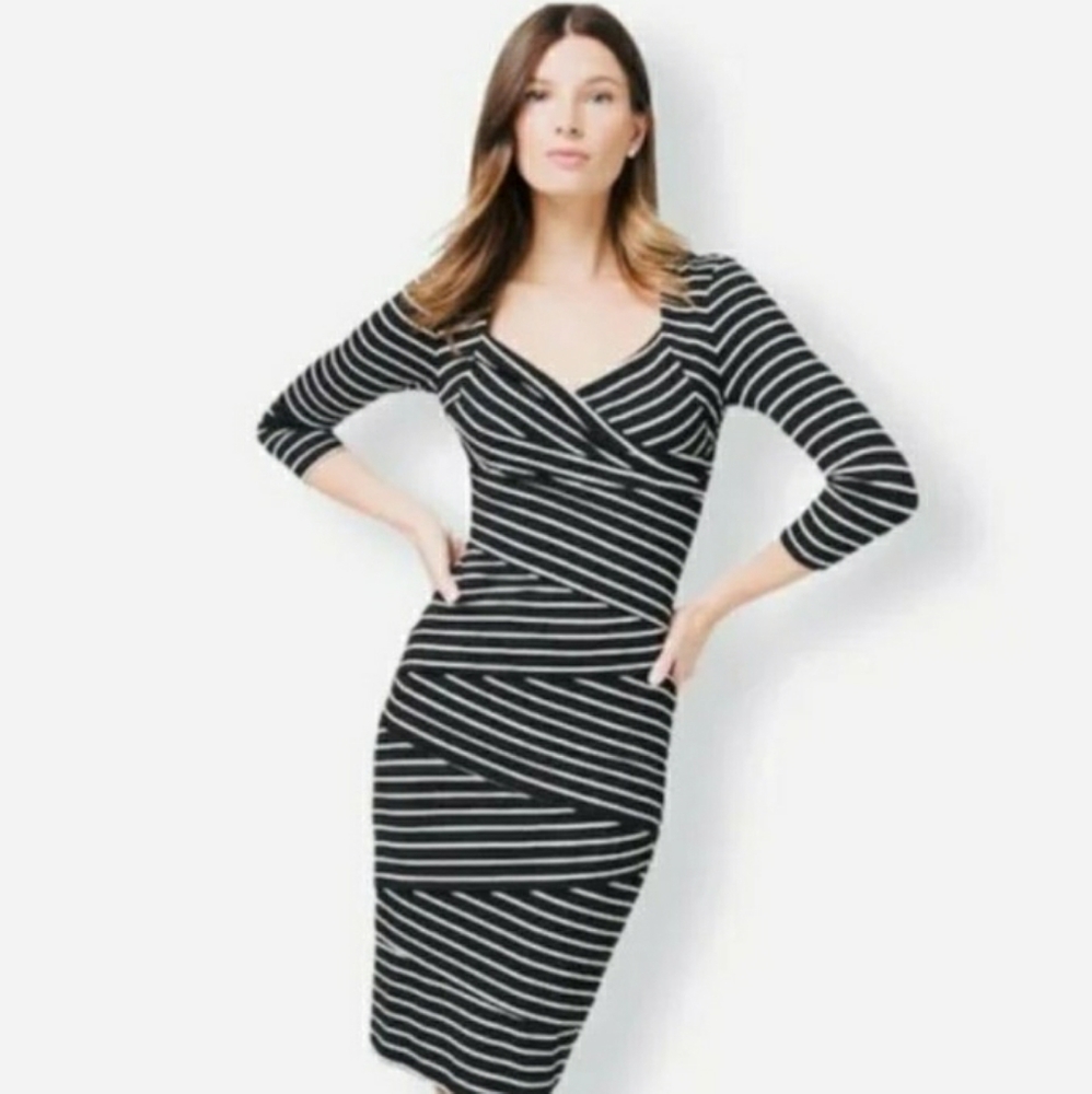 WHBM Striped Long Sleeve Dress